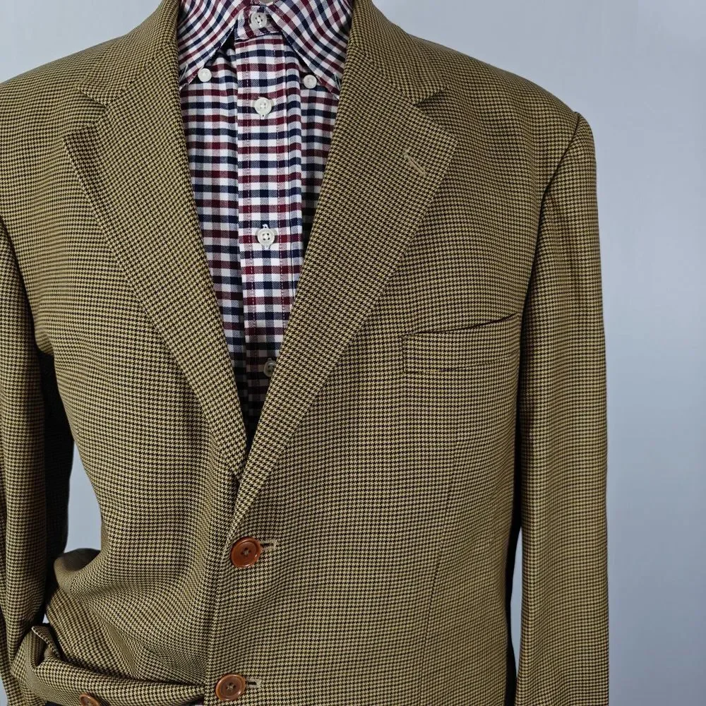 Nautica Men's Sport Coat Blazer Three Button Brown‎ Black Olive Houndstooth 44L